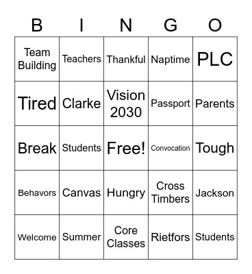 Back to the Basics... Bingo Card