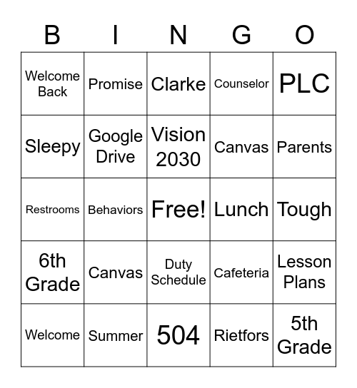 Back to the Basics... Bingo Card