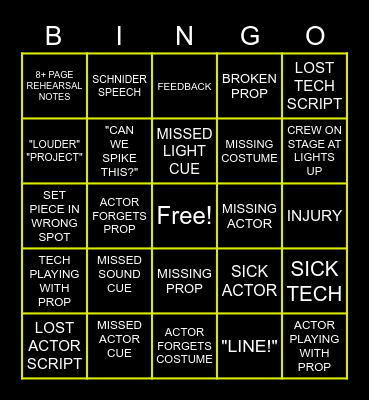 TECH WEEK BINGO Card