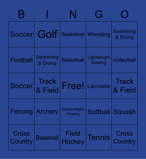 Sports Bingo Card