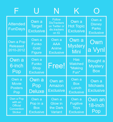 Funko Bingo Card