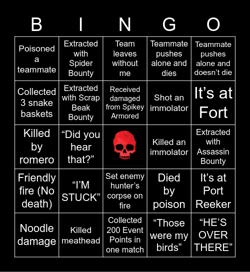 Hunt Bingo Card