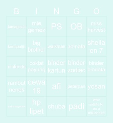 ye Bingo Card