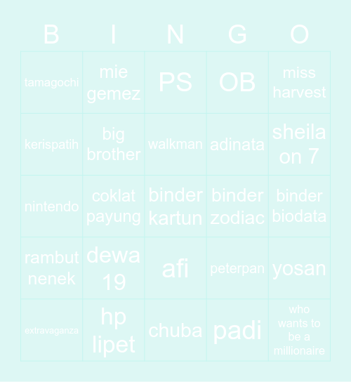 ye Bingo Card