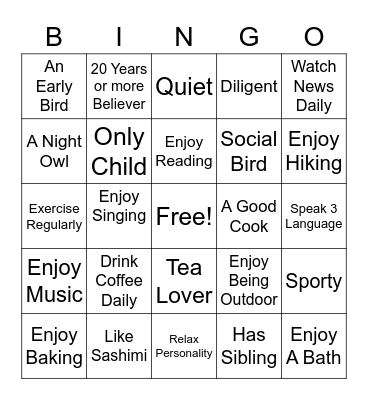 Get to Know Bingo Card