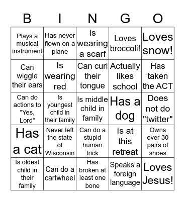 Icebreaker Bingo Card