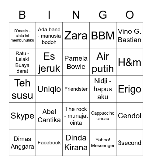 xixixiyeon Bingo Card