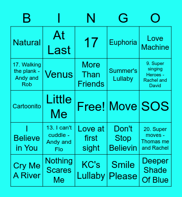 Light Blue - Rebecca Bingo Card