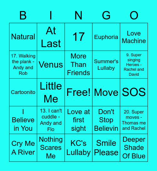 Light Blue - Rebecca Bingo Card