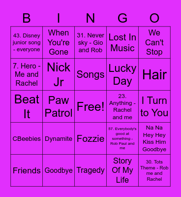 Purple - Rebecca Bingo Card
