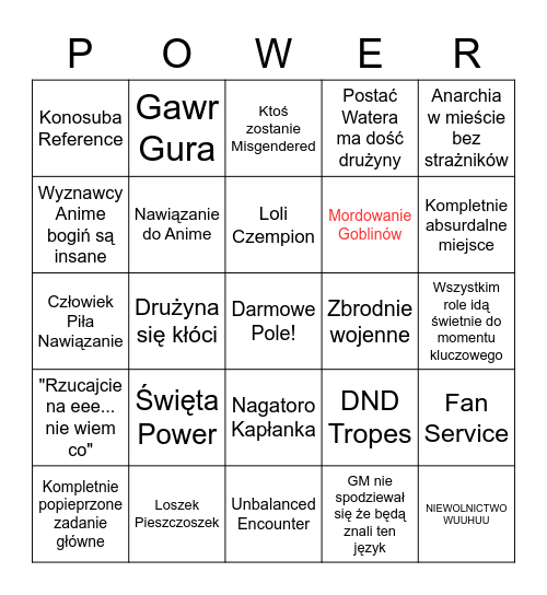 Jasiek Bingo Card