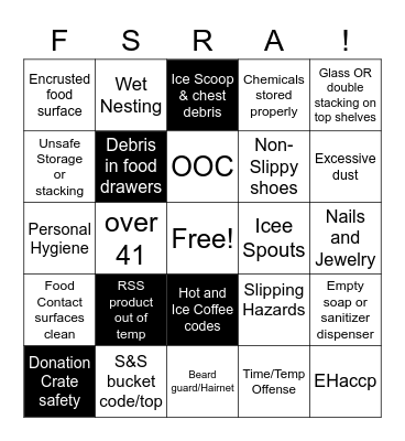 FSRA Bingo Card