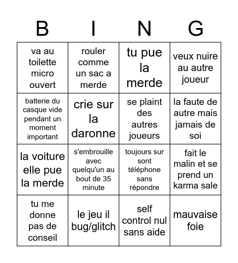 Le bingo magique de victor Bingo Card