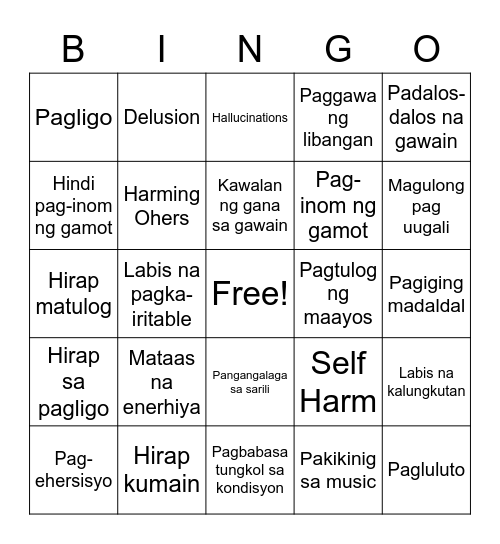 OCCUPATIONAL THERAPY Bingo Card