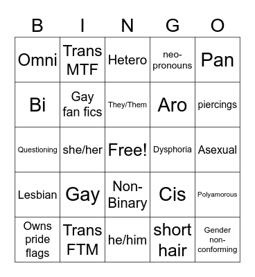 LGBTQ+ BINGO Card