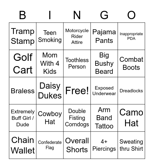 Erie County Fair Bingo Card