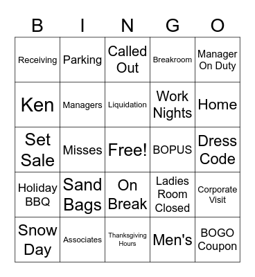 Bon Ton Bingo Card