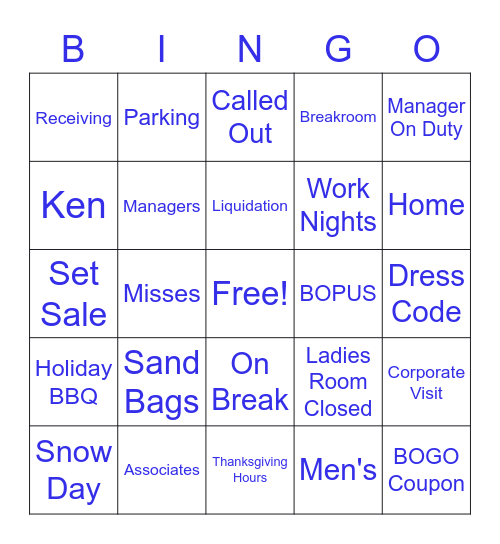 Bon Ton Bingo Card