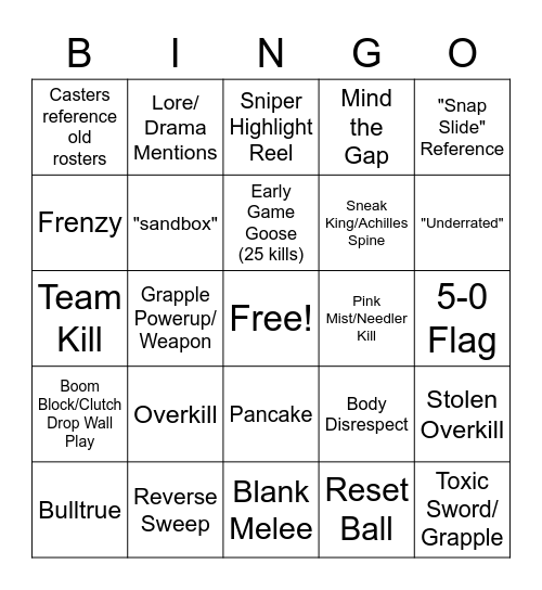 Saturday Watch Party Bingo Card