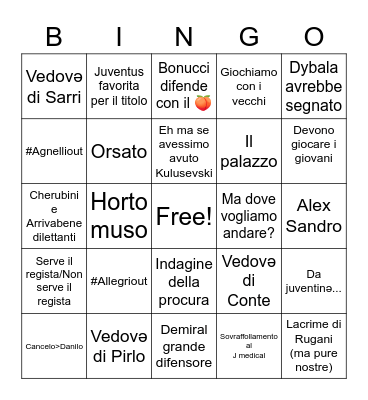 Juventus stagione 2022/2023 Bingo Card