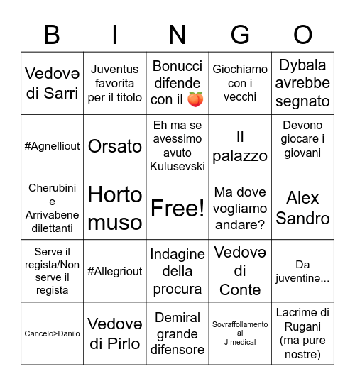 Juventus stagione 2022/2023 Bingo Card