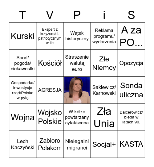 TVPiS Bingo Card