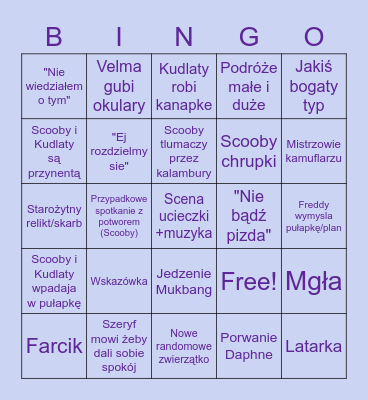 Scooby Doo Bingo Card