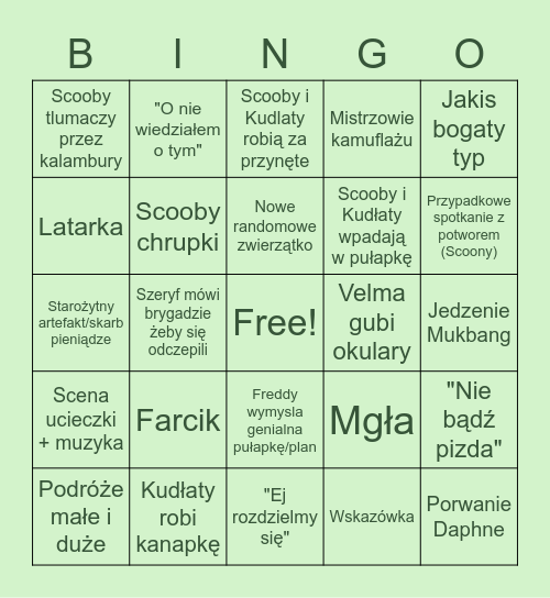 Scooby Bingo Card