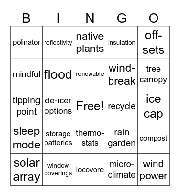 7th Principle Bingo Card