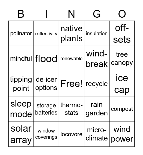 7th Principle Bingo Card