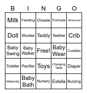 Estella’s Baby Shower Bingo Card