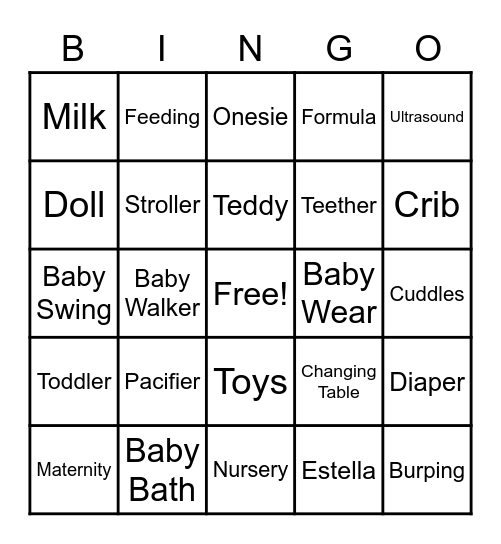 Estella’s Baby Shower Bingo Card