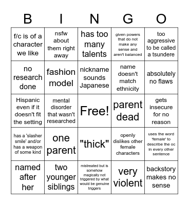 Them Bingo Card