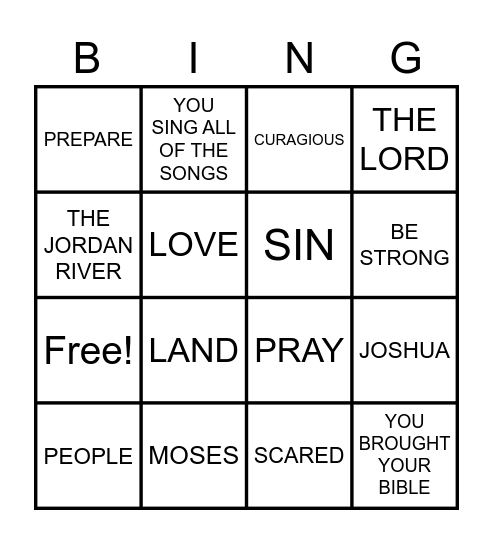 Big Church BINGO Card