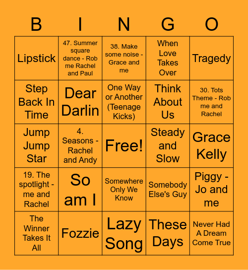 Orange - Kemi Bingo Card