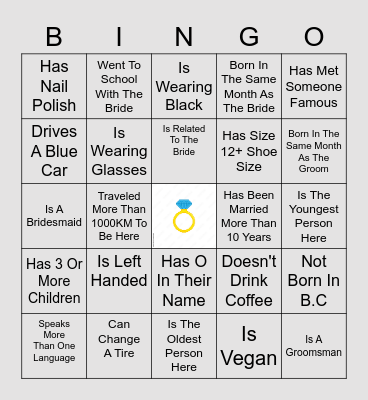 Find The Guest! Get Five In A Row And Call Bingo Card