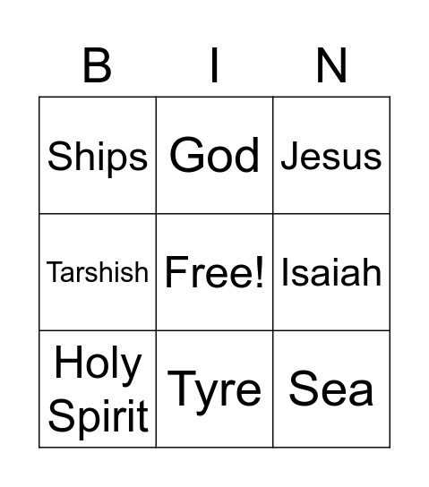 Concerning Tyre and Sidon- Isaiah 23 Bingo Card