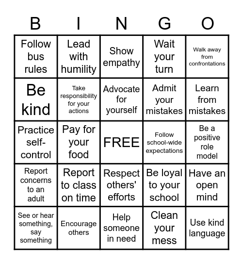 Jimmie PRIDE - Integrity Bingo Card
