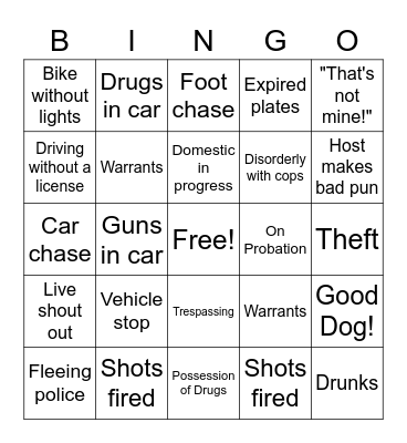 On Patrol: Live Bingo! Bingo Card