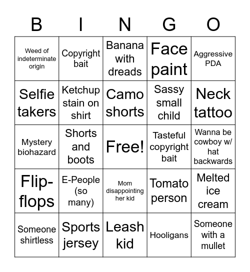 County Fair Bingo Card