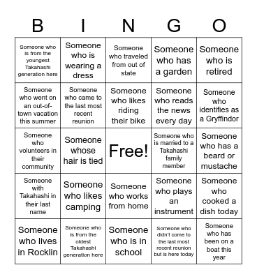 Takahashi Bingo Card