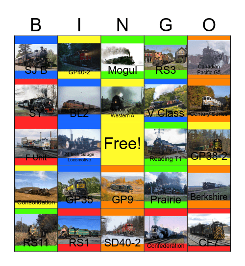 Locomotives of the New England Region Bingo Card