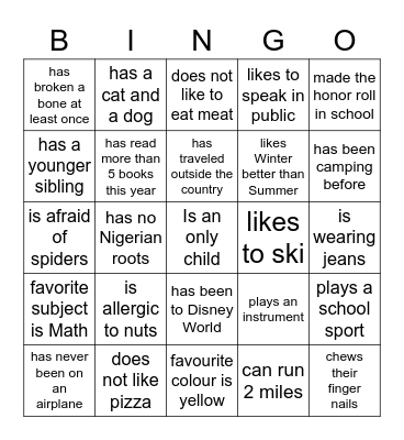 Youth Group Bingo! Bingo Card