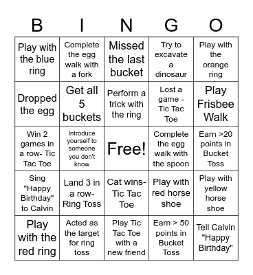 Calvin's Birthday Bingo Card