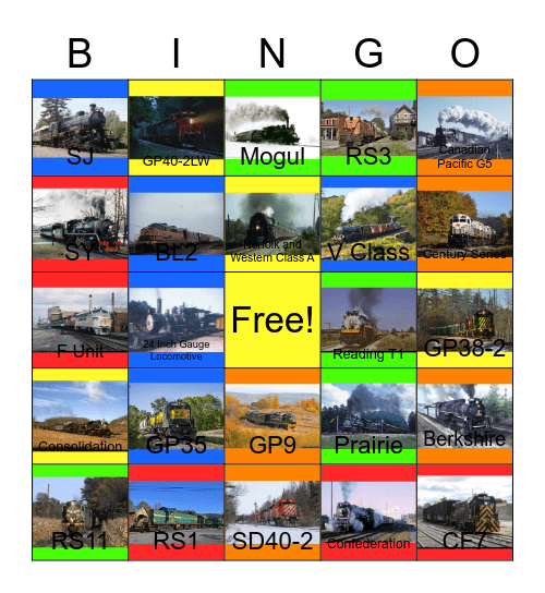 Locomotives of the New England Region Bingo Card