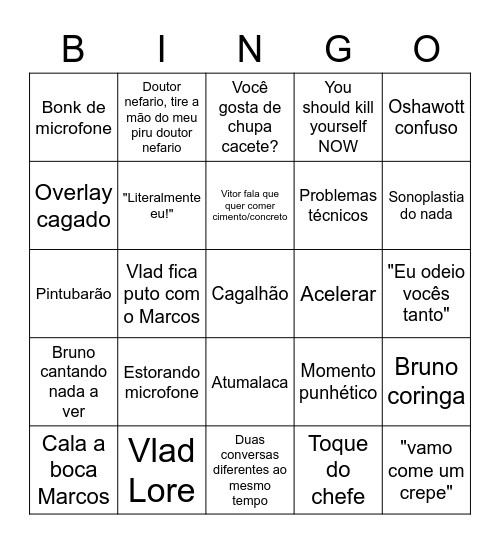 SpinningChickens Bingo Card