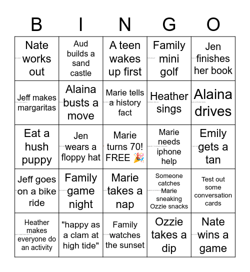 ☀️ Beach Bingo 2022 🦈 Bingo Card