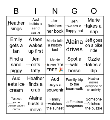 🏖  Beach Bingo 2022 🐚 Bingo Card