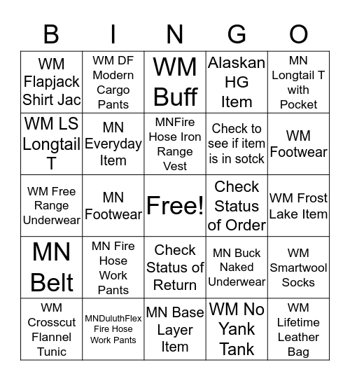 The Reason for the Call Bingo Card
