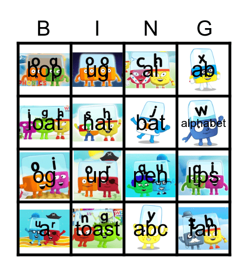 Alphablocks Bingo Phase 3 Bingo Card